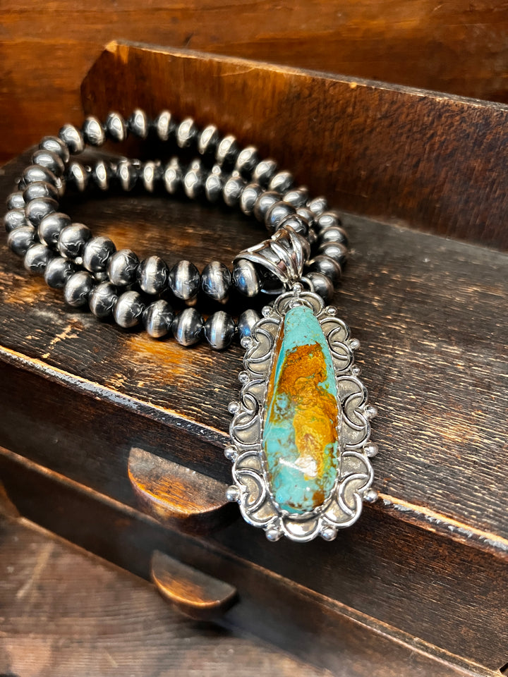 Mantis Turquoise Long Oval Pendant