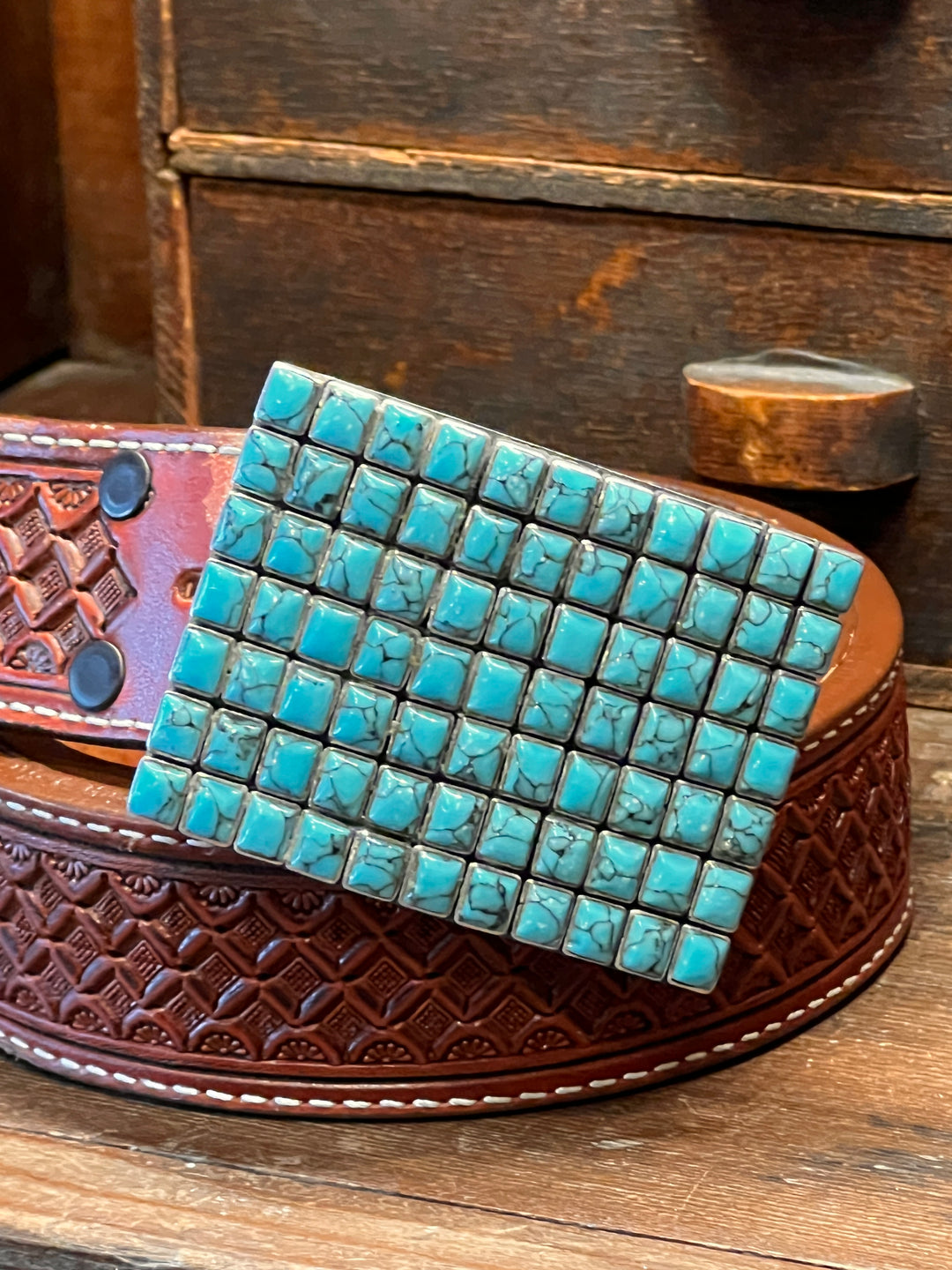 Kingman Turquoise Square Buckle