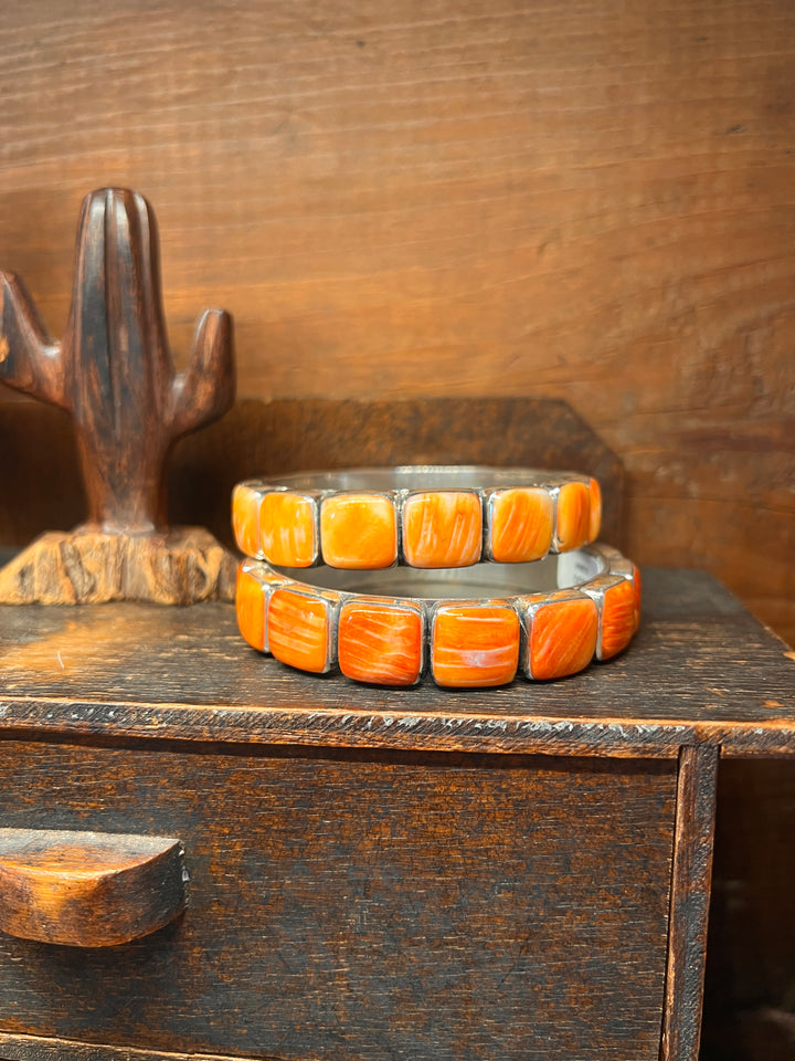 Orange Spiny Large Square Bangle (Small)