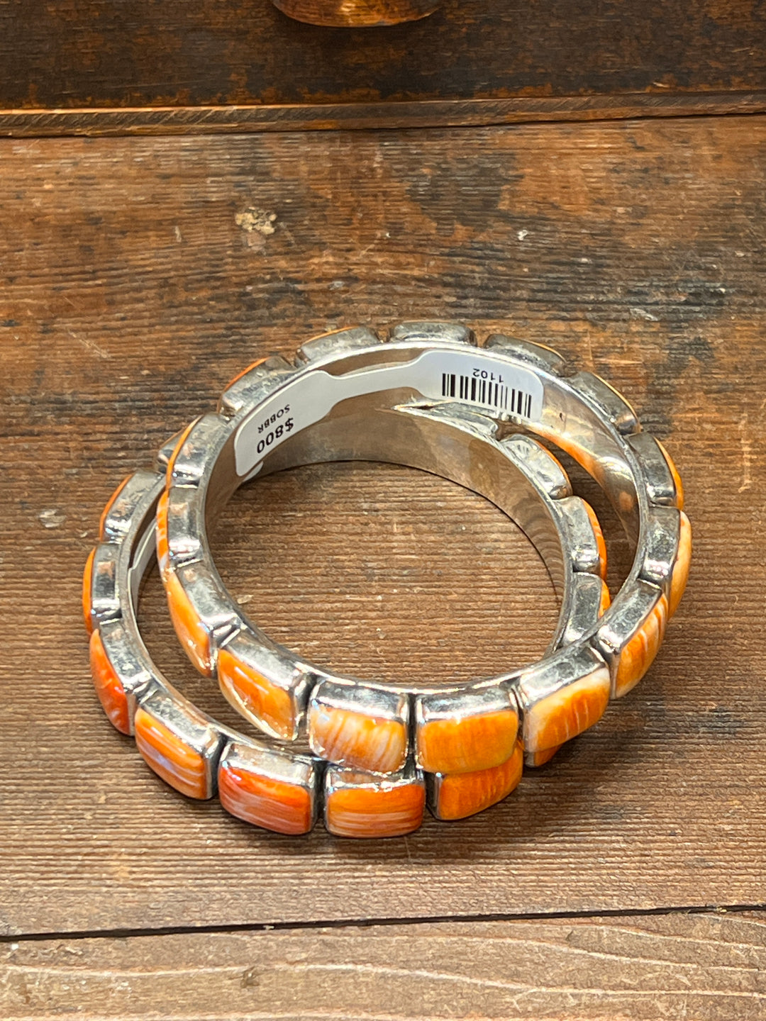 Orange Spiny Large Square Bangle (Small)