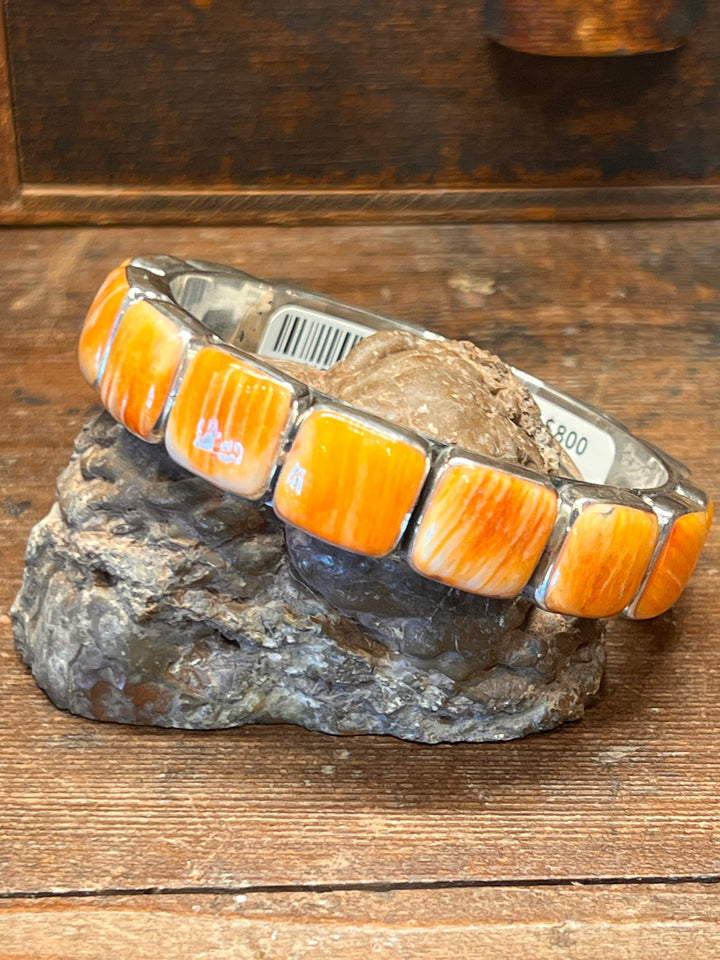 Orange Spiny Large Square Bangle (Small)