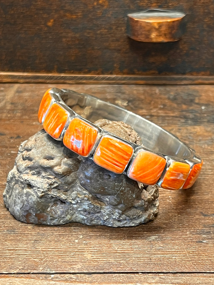 Orange Spiny Large Square Bangle (Medium)