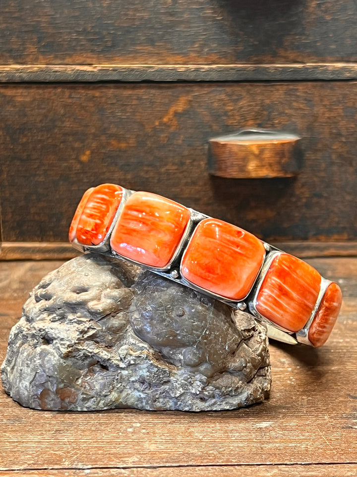 Red Spiny Large Square Bangle (Small)