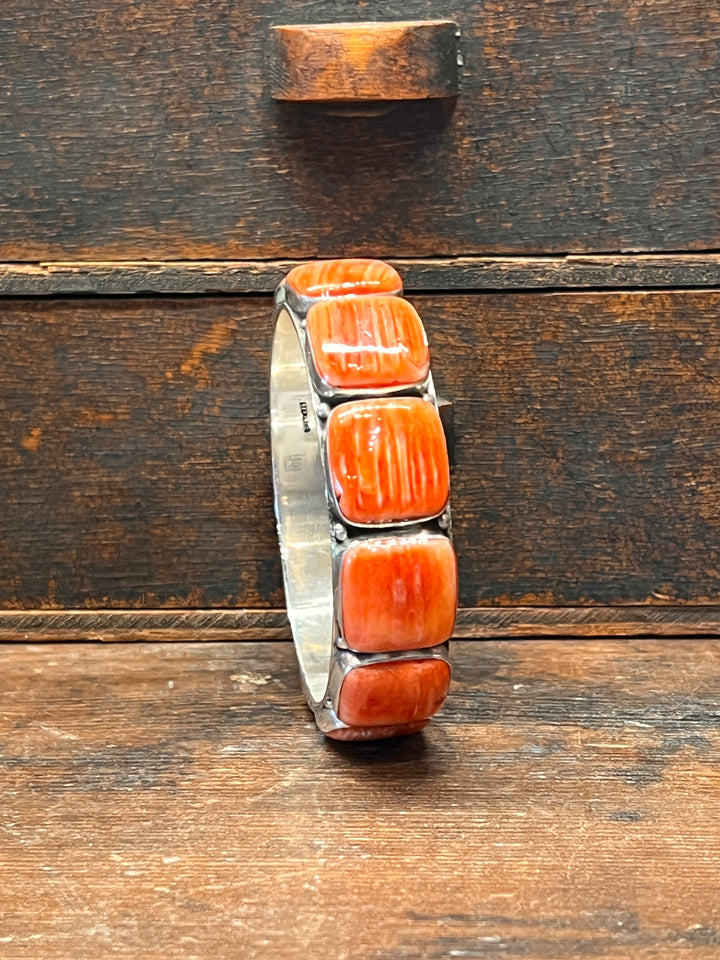 Red Spiny Large Square Bangle (Small)