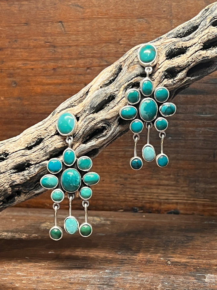 Turquoise Cluster Dangle Earrings