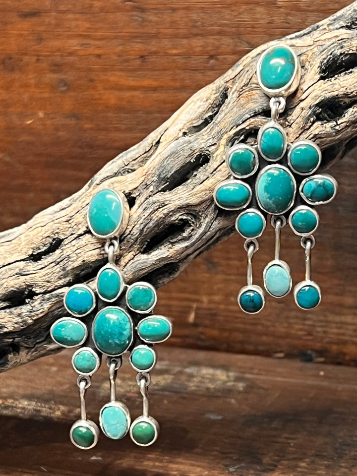 Turquoise Cluster Dangle Earrings