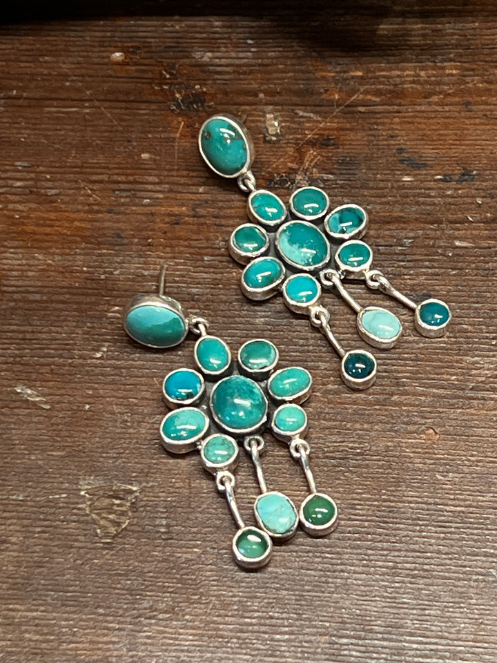 Turquoise Cluster Dangle Earrings