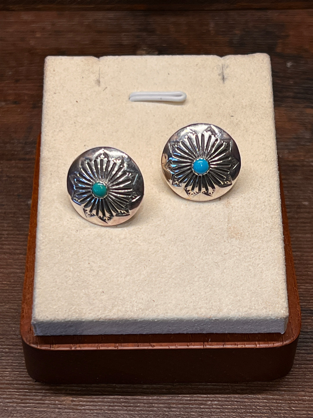 Turquoise Stamped Button Studs