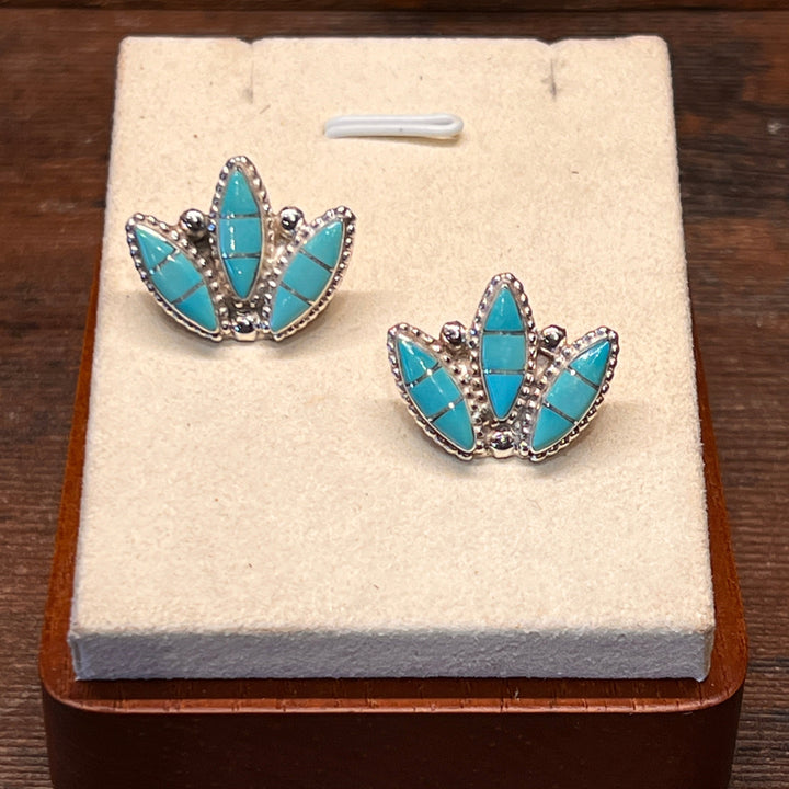 Turquoise Inlay Cluster Earrings