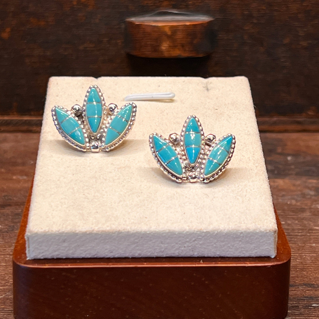 Turquoise Inlay Cluster Earrings