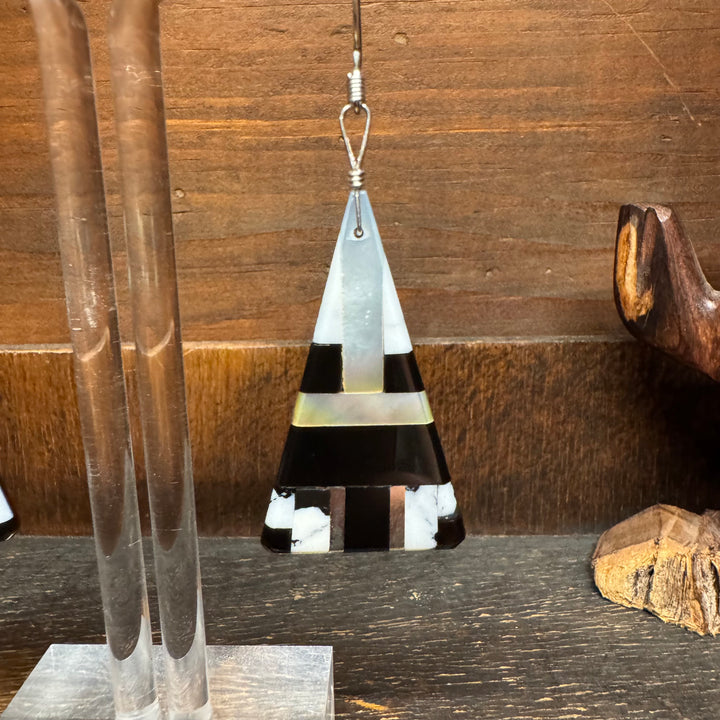 White Buffalo Triangle Inlay Earrings
