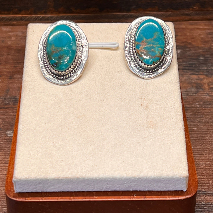 Turquoise Stamped Rope Earrings