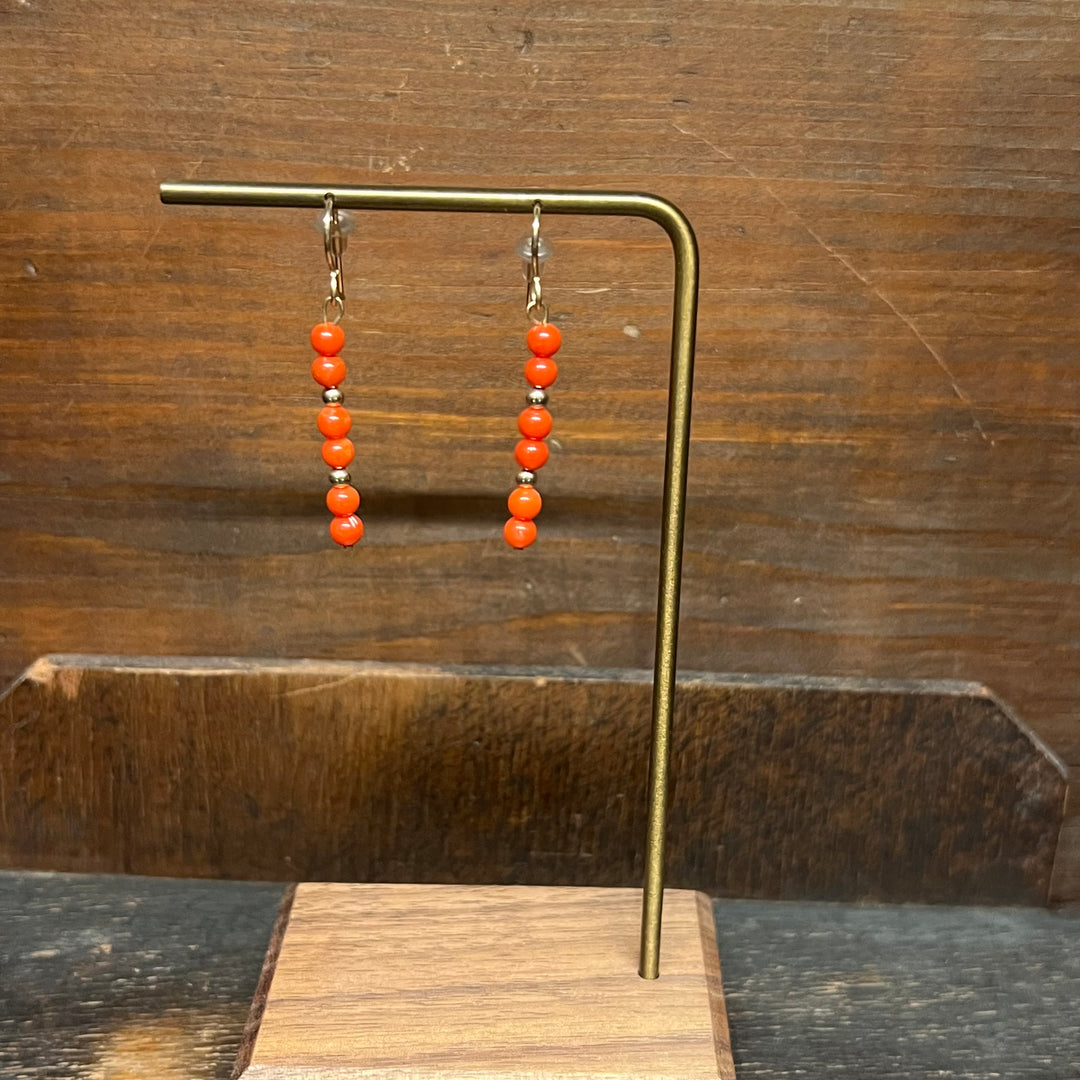 Mediterranean Coral with 3mm 14K Yellow Gold Earrings