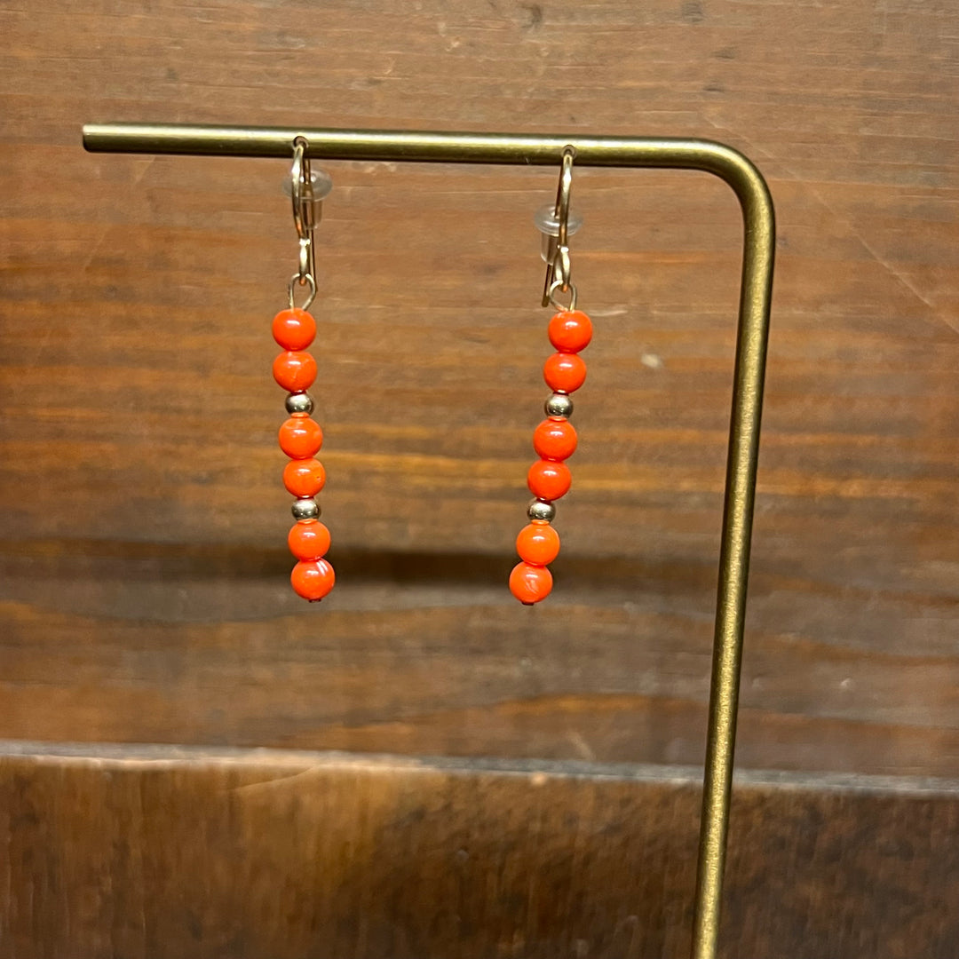 Mediterranean Coral with 3mm 14K Yellow Gold Earrings
