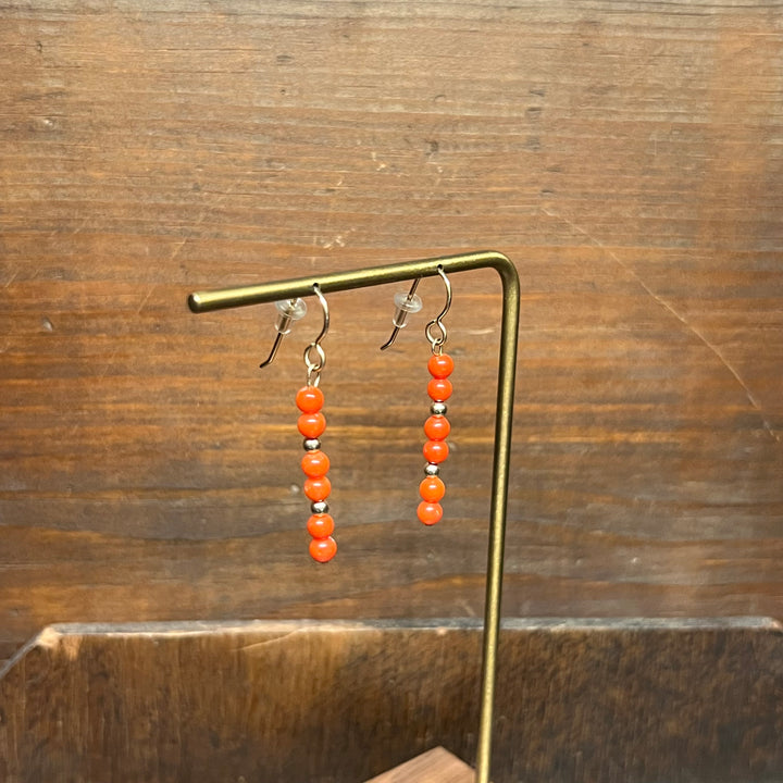 Mediterranean Coral with 3mm 14K Yellow Gold Earrings