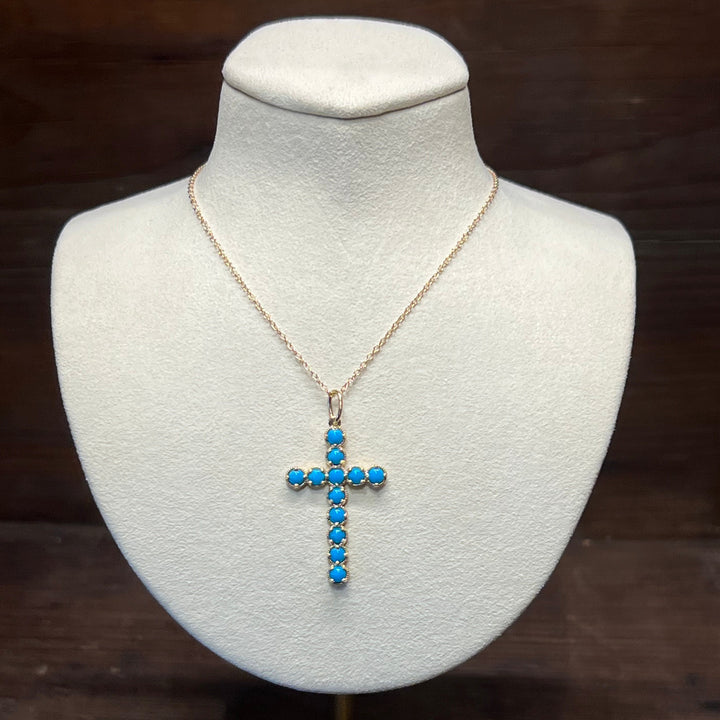 14K Gold Sleeping Beauty Cross Pendant