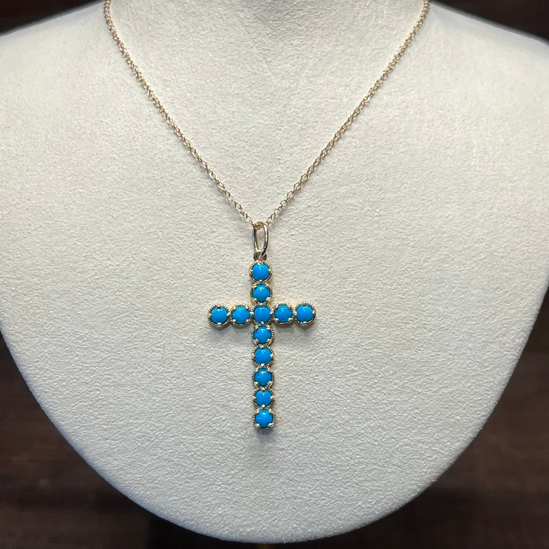 14K Gold Sleeping Beauty Cross Pendant
