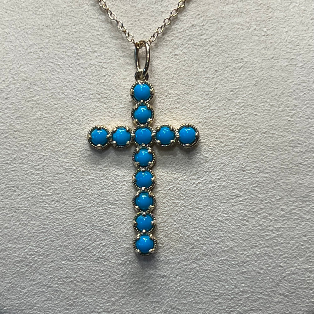 14K Gold Sleeping Beauty Cross Pendant