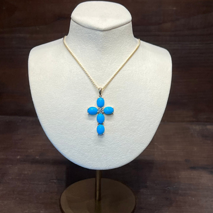 14K Gold Sleeping Beauty Cross with Diamond Pendant