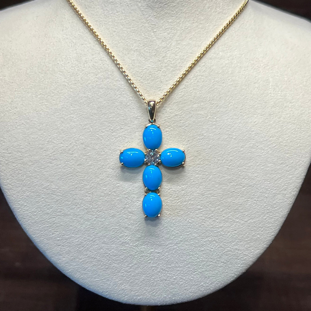 14K Gold Sleeping Beauty Cross with Diamond Pendant