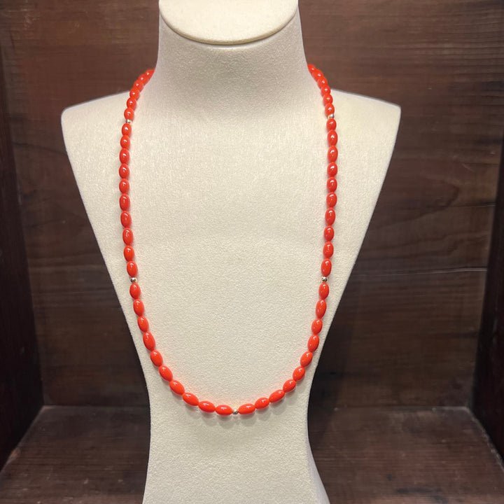 Mediterranean Coral 14K Yellow Gold Bead Necklace