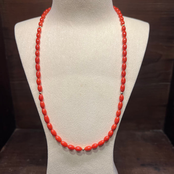 Mediterranean Coral 14K Yellow Gold Bead Necklace