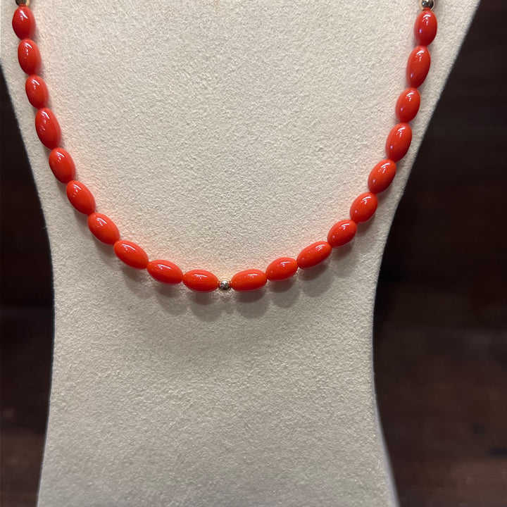 Mediterranean Coral 14K Yellow Gold Bead Necklace