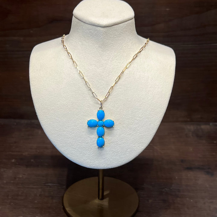 14K Gold Sleeping Beauty Cross Pendant