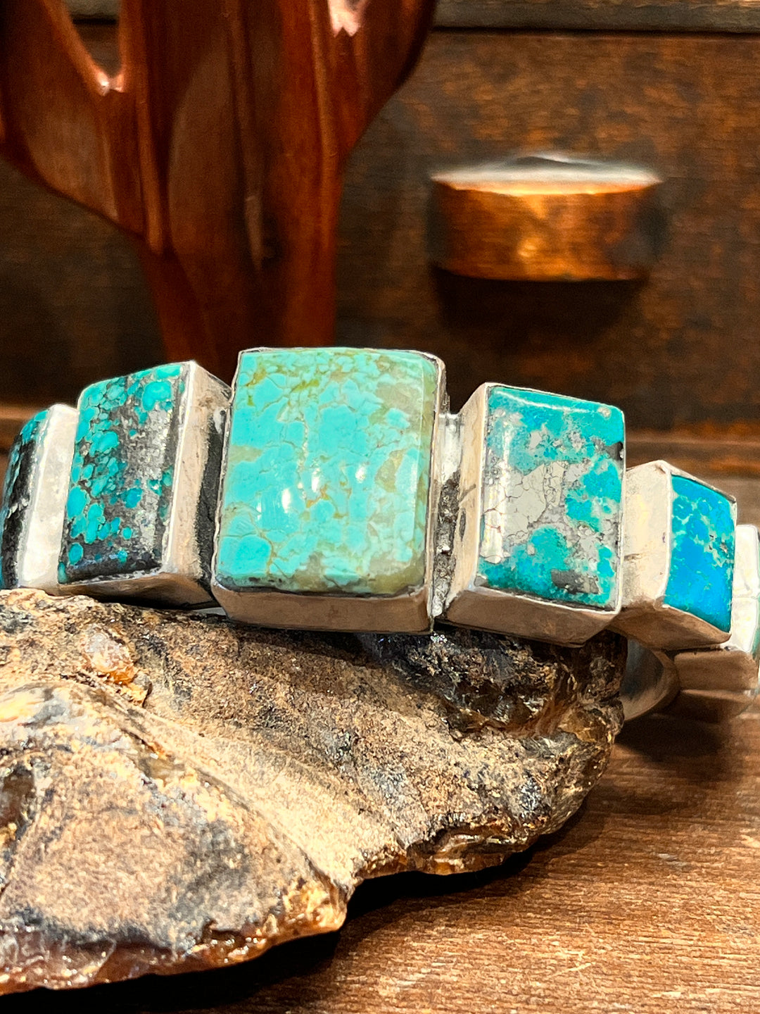 Multi Mine Turquoise Square Cuff