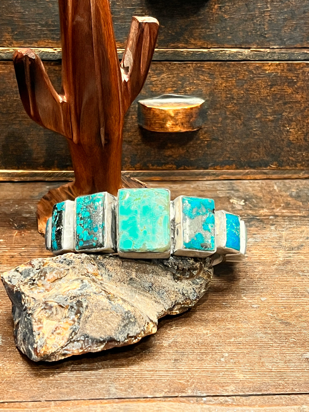 Multi Mine Turquoise Square Cuff