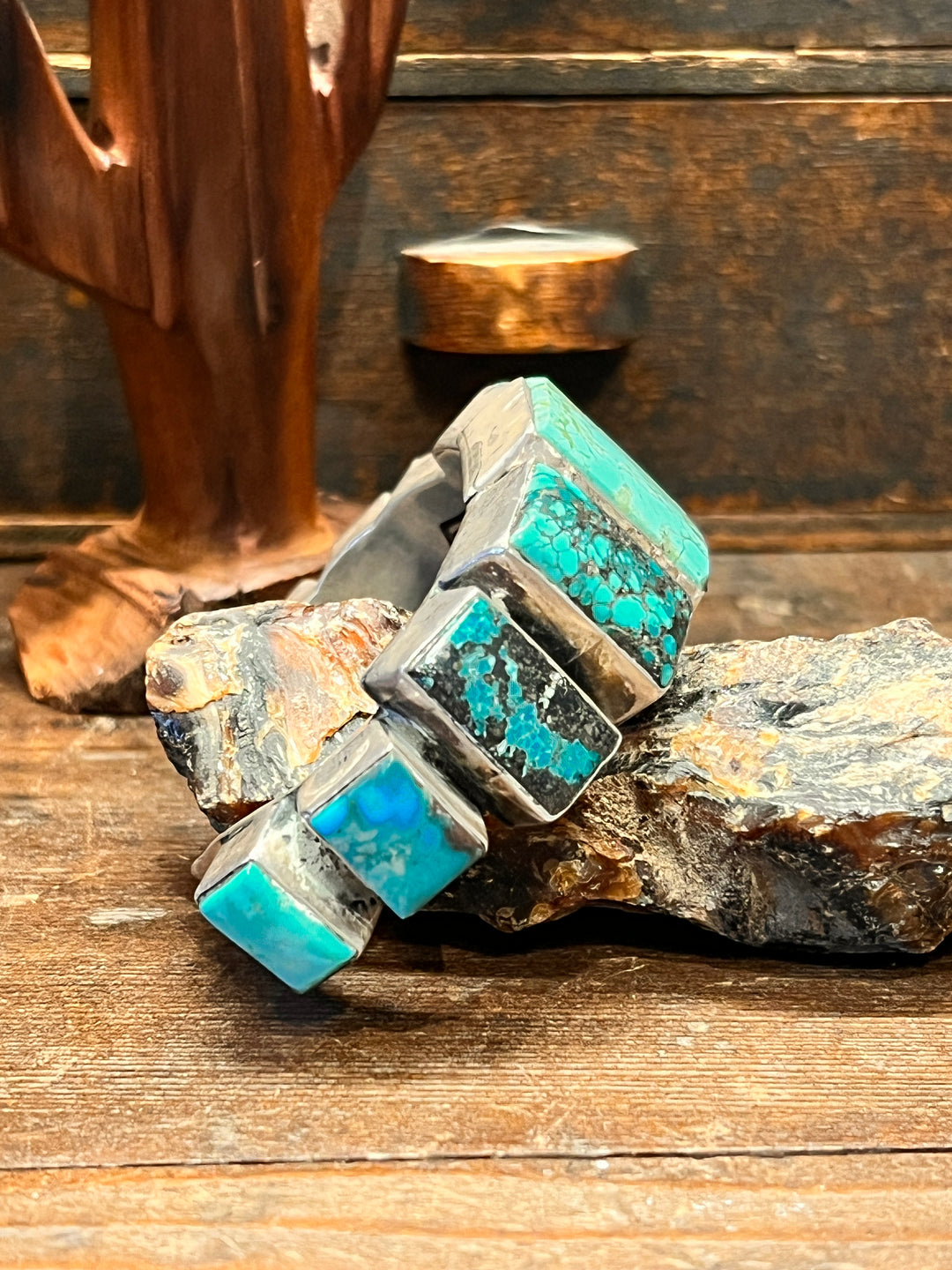 Multi Mine Turquoise Square Cuff