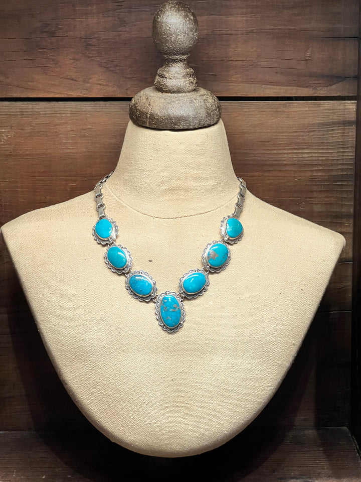 Blue Kingman Turquoise Lariat Necklace