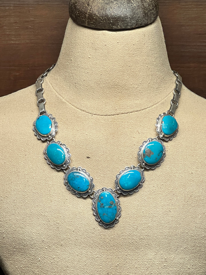 Blue Kingman Turquoise Lariat Necklace