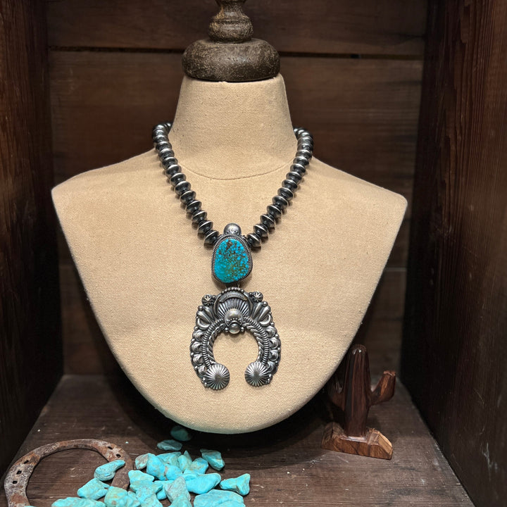 Kingman Spiderweb Turquoise Naja Pendant
