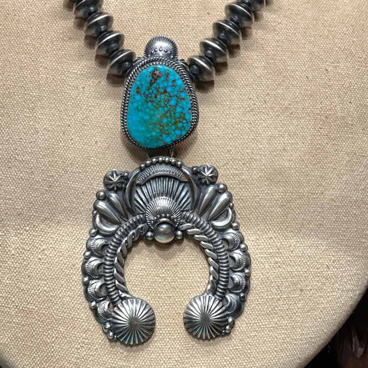 Kingman Spiderweb Turquoise Naja Pendant