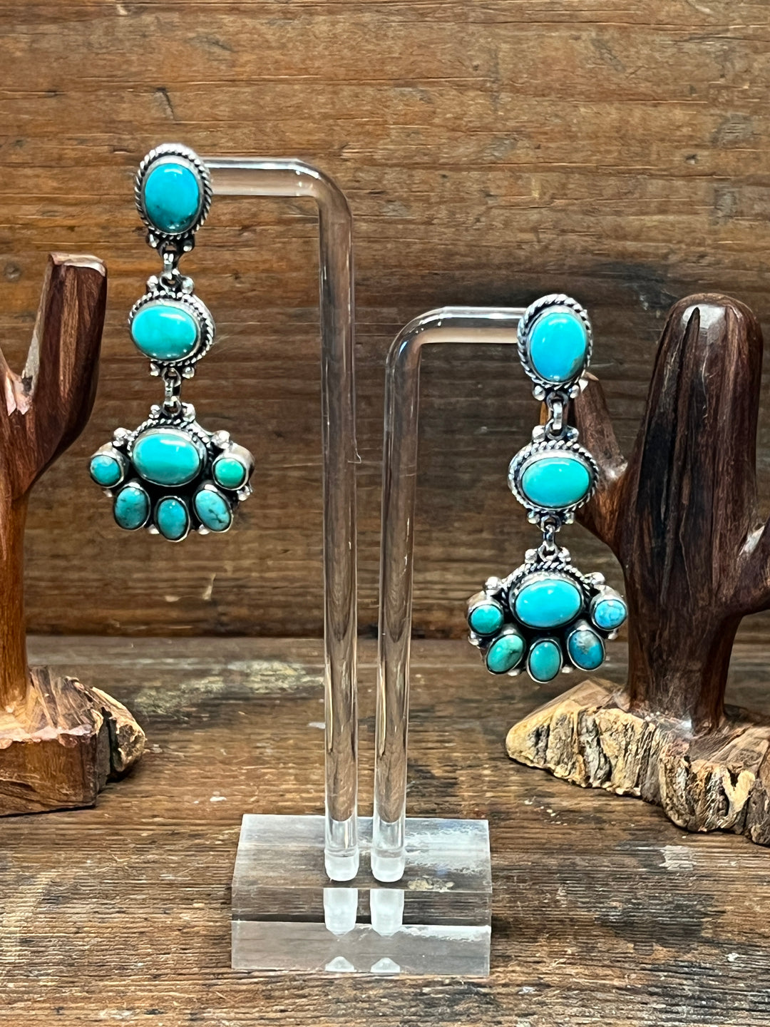 Blue Gem and Royston Turquoise Dangle Earrings