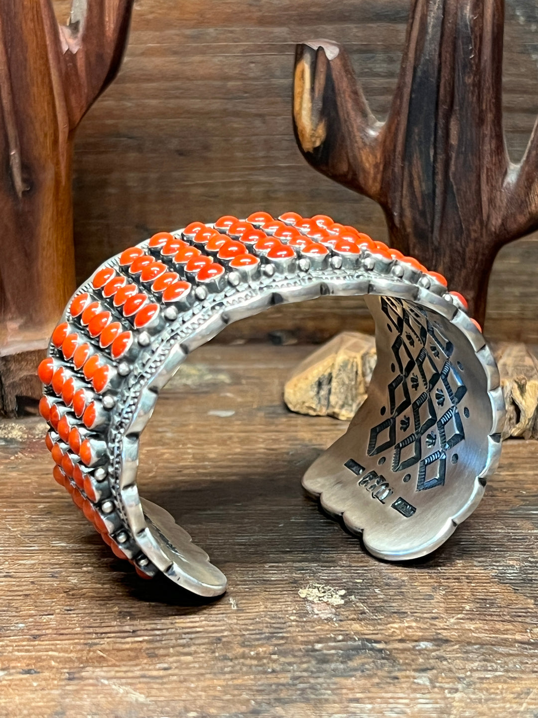 Snake Eye Mediterranean Coral Row Cuff