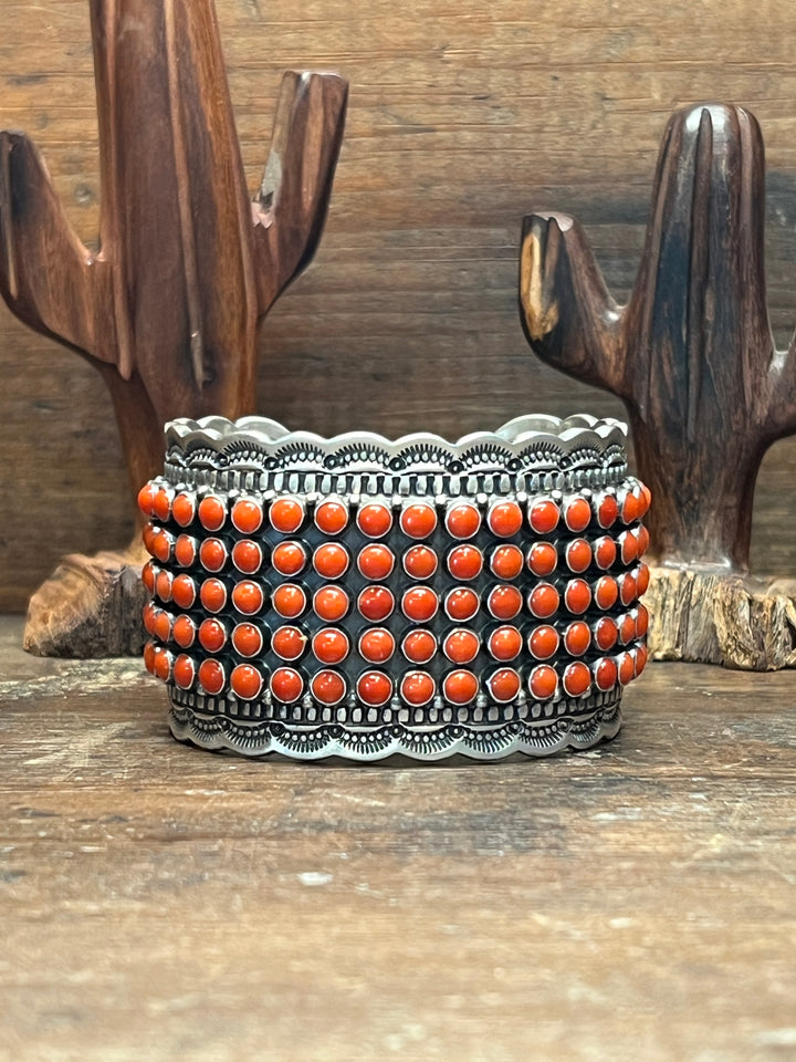 Snake Eye Mediterranean Coral Row Cuff