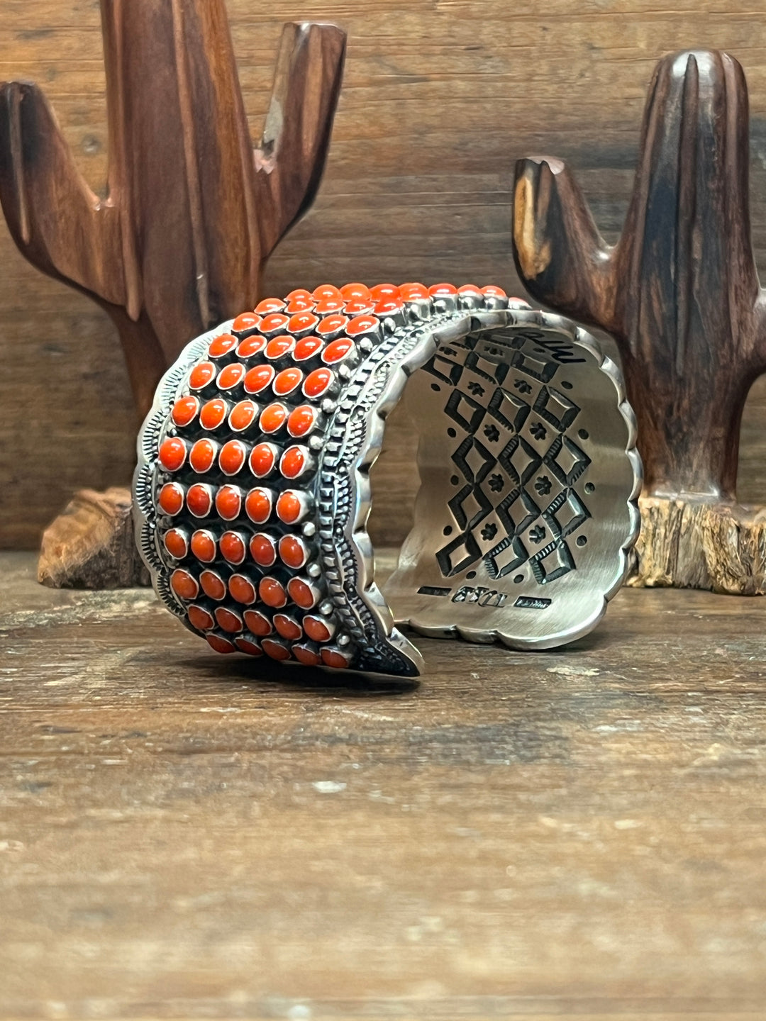 Snake Eye Mediterranean Coral Row Cuff