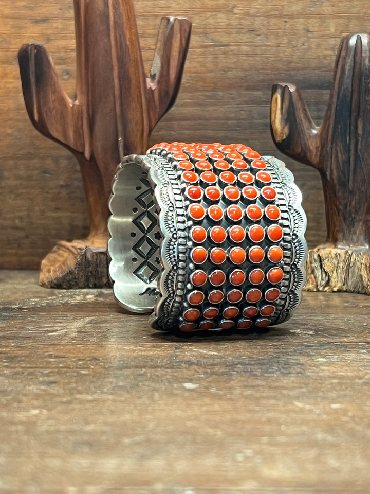 Snake Eye Mediterranean Coral Row Cuff