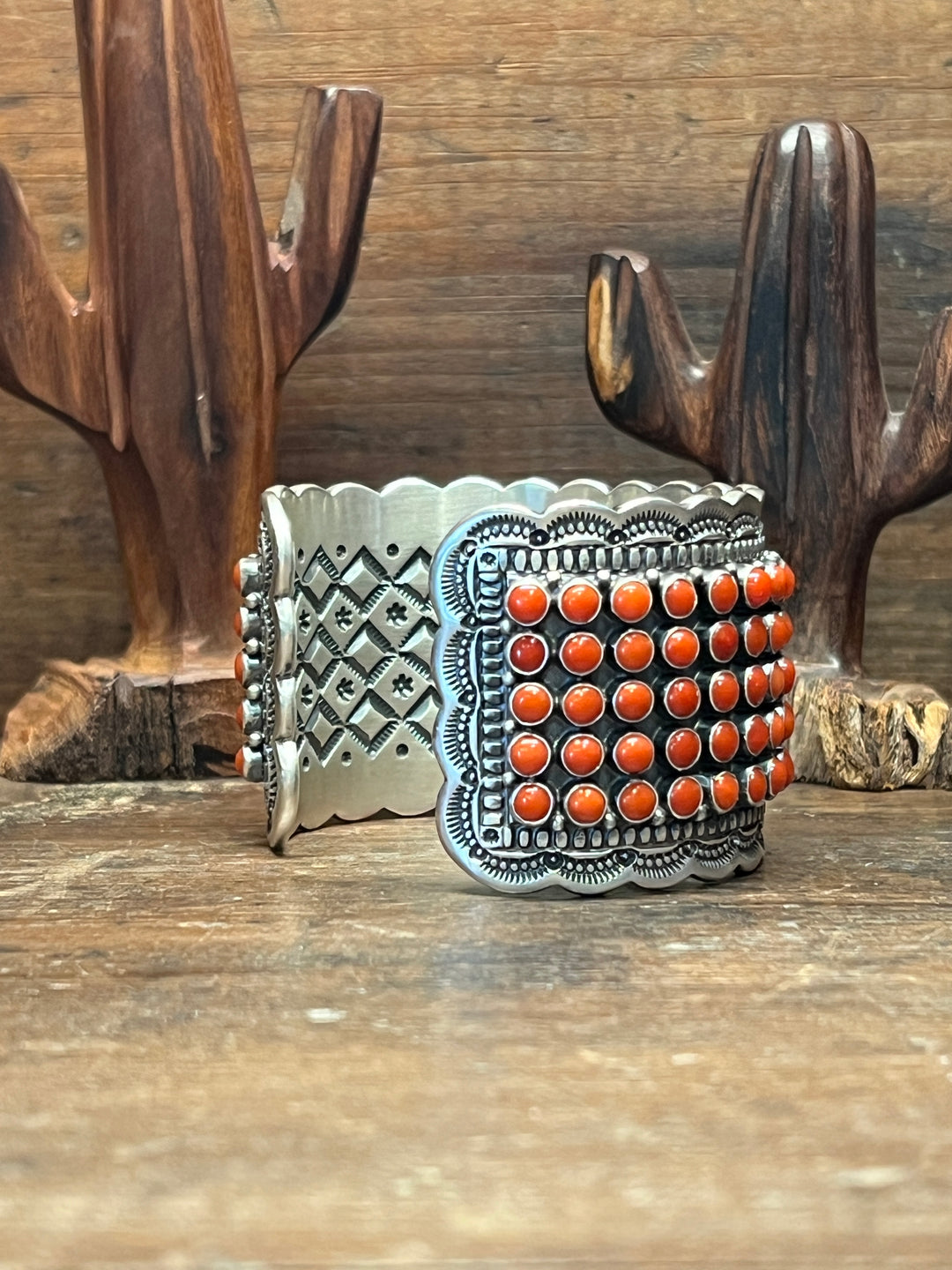 Snake Eye Mediterranean Coral Row Cuff