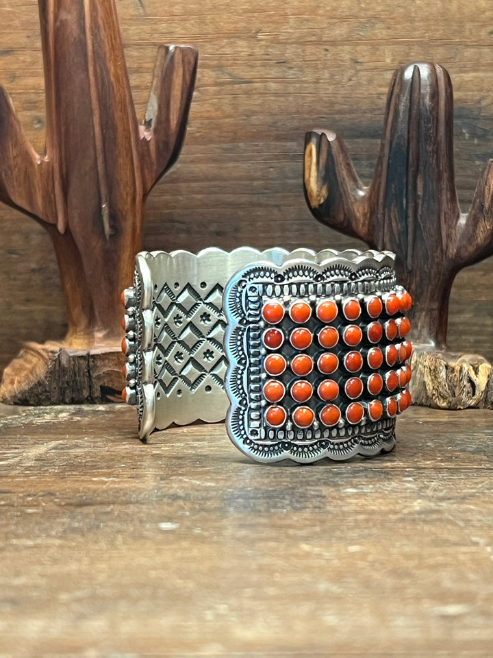 Snake Eye Mediterranean Coral Row Cuff