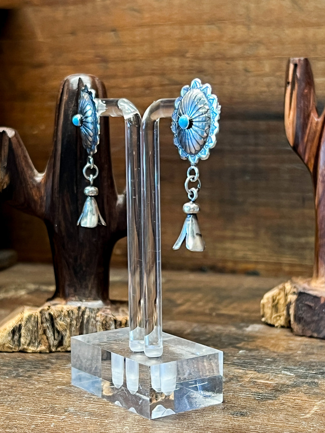 Turquoise Concho with Blossom Dangle Earring