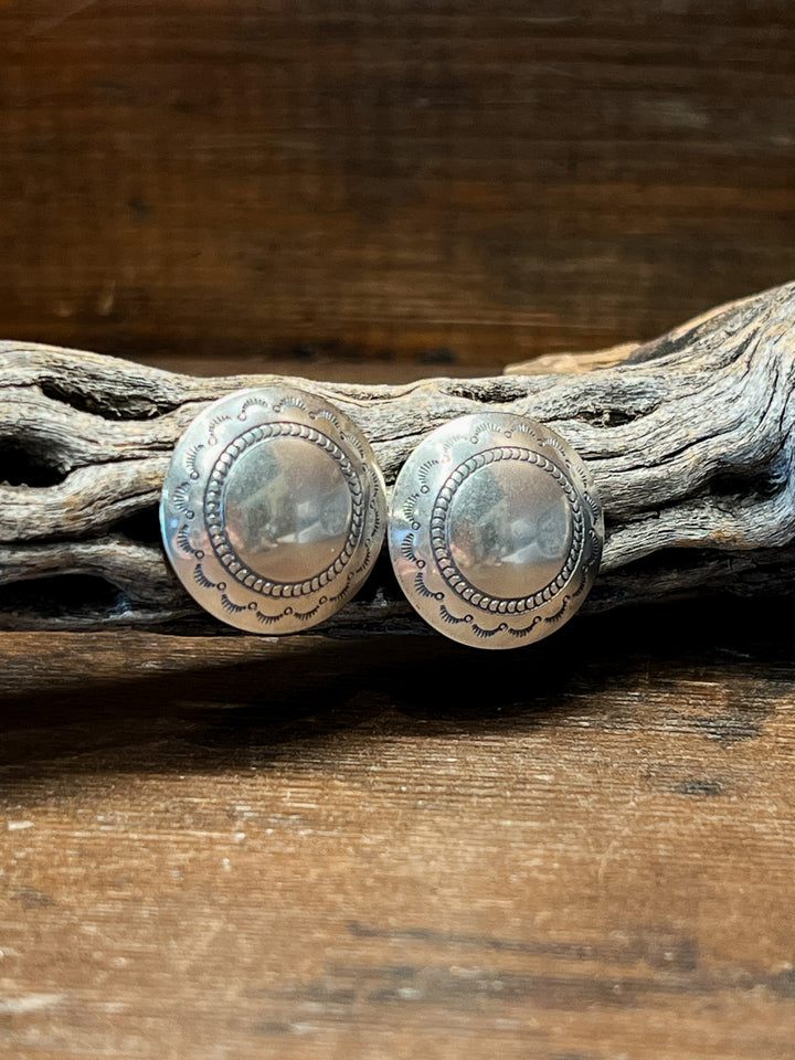 Sterling Silver Stamped Concho Studs