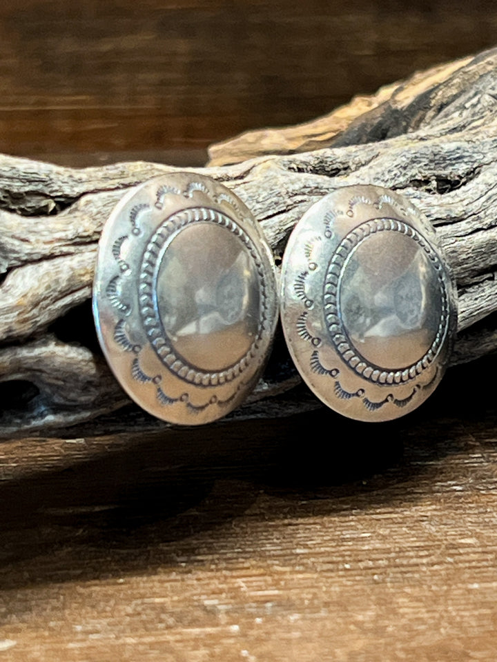 Sterling Silver Stamped Concho Studs