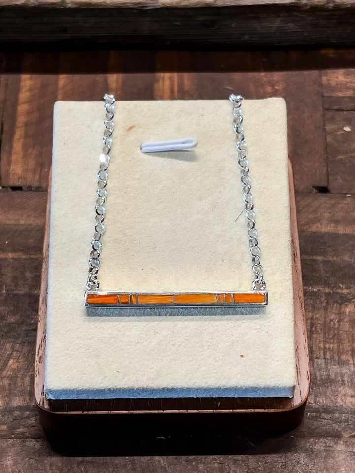 Inaly Orange Spiney Oyster Shell Bar Necklace