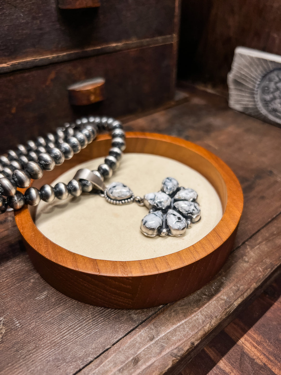 White Buffalo Half Cluster Pendant