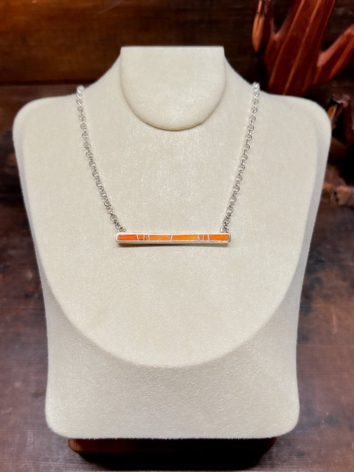 Inaly Orange Spiney Oyster Shell Bar Necklace