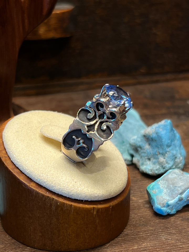 Blue Topaz Filigree Design Ring