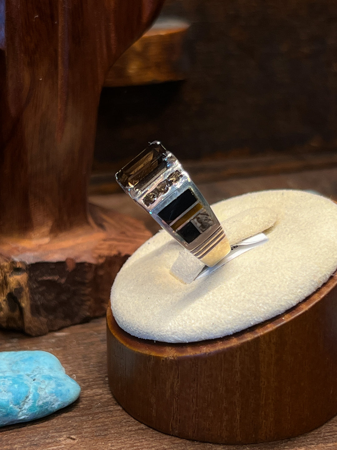 Native Earth Smoky Topaz Inlay Ring